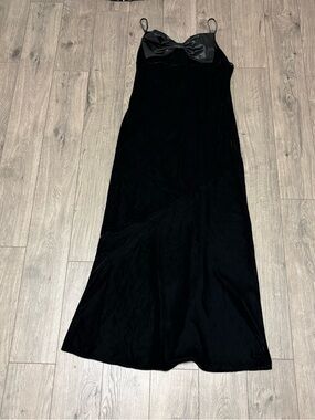 Black velour maxi dress bow retro